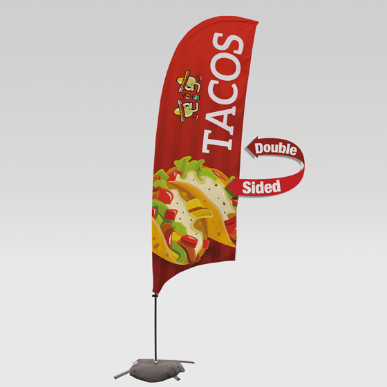 Foto de KIT BANDERA PUBLICITARIA (IMPRESIÓN DOBLE CARA CON BASE EN CRUZ) 320 CM
