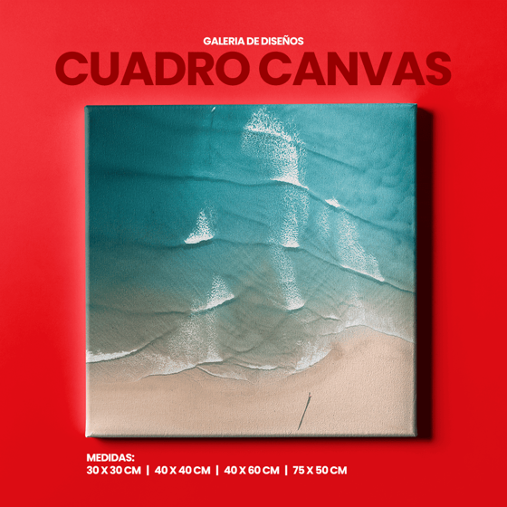 Canvas decorativo con diseño de playa en degradado de colores suaves, impreso sobre lienzo de alta calidad