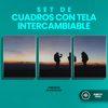 Set de tres cuadros de 22x30 cm cada uno, personalizados con tu imagen y montados en Magic Frame con tela intercambiable
