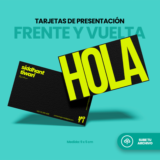 Tarjetas de presentación personalizadas con impresión a color por ambos lados, sube tu archivo listo para imprimir