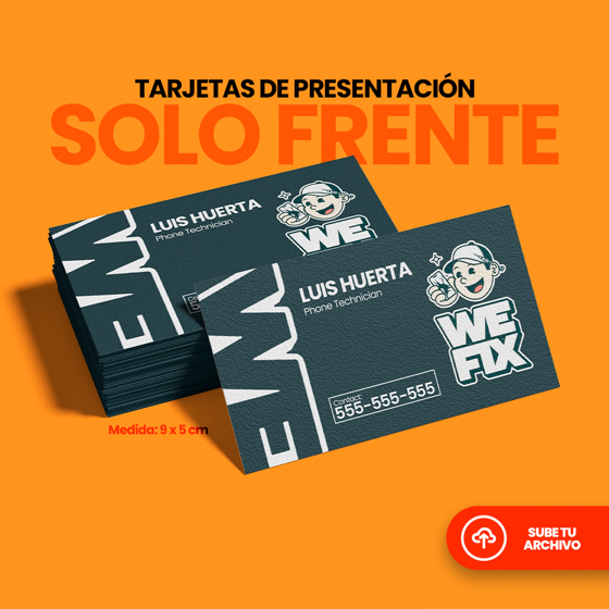Tarjetas de presentación personalizadas con impresión solo al frente, sube tu archivo para impresión profesional
