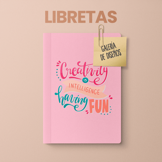 Libreta con diseño “Creativity” tamaño 14 x 21.5 cm, empastado tipo revista y terminado mate