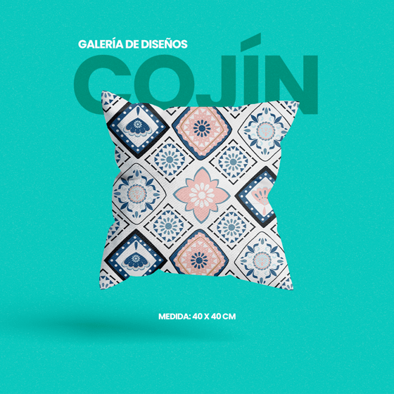 Cojín decorativo con impresión personalizada, selecciona diseño desde galería de estilos