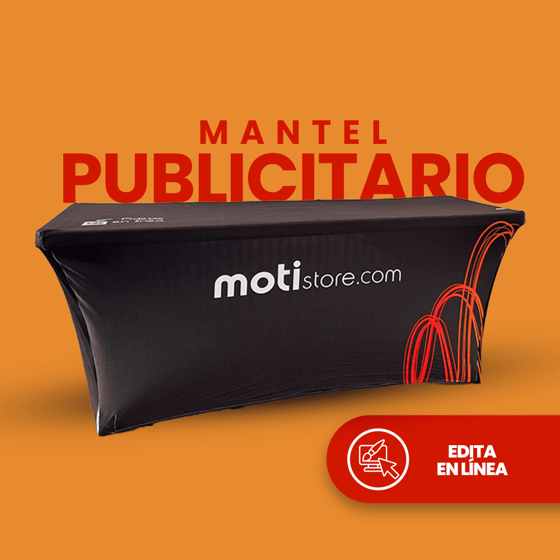 Mantel promocional con impresión personalizada en tela, ideal para eventos y exhibiciones